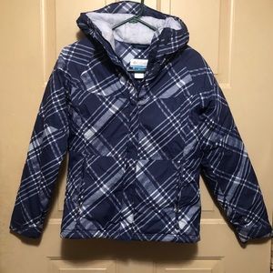 Columbia Girl’s Navy Plaid Hooded Jacket